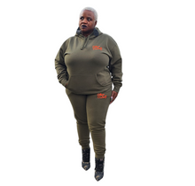 Load image into Gallery viewer, FWE - Military Green - Orange Text - Design On Back - Unisex Hoodie *NOTE This Item "Run Small" Order A Size Up.