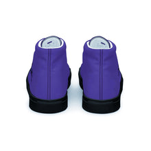 Load image into Gallery viewer, EDM - Purple - Black Text - Men’s High Top Canvas Sneakers