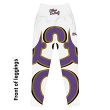 Load image into Gallery viewer, 410.C - White - Purple/Old Gold/Black - Wrap Around - Leggings With Pockets
