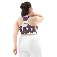 Load image into Gallery viewer, 410.C - White - Purple/Old Gold/Black - Wrap Around - Sports bra