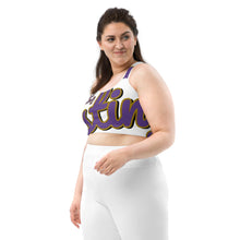 Load image into Gallery viewer, 410.C - White - Purple/Old Gold/Black - Wrap Around - Sports bra