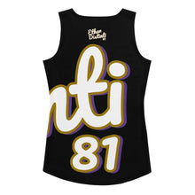 Load image into Gallery viewer, 410.B - Black - White/Old Gold/Purple - Wrap Around - Women's Tank Top