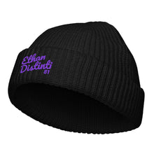 Load image into Gallery viewer, E.D.A Signature - Black - Purple Embroidered - Fisherman Beanie