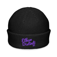 Load image into Gallery viewer, E.D.A Signature - Black - Purple Embroidered - Fisherman Beanie