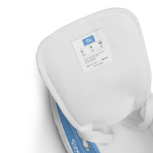 Load image into Gallery viewer, EDM - Jordy Blue - White Text - Men’s High Top Canvas Sneakers