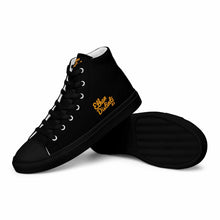 Load image into Gallery viewer, 202.A - Black - Gold/Maroon Text - Women’s High Top Canvas Shoes
