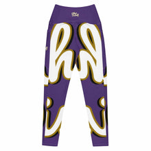 Load image into Gallery viewer, 410.A - Purple - White/Old Gold/Black - Wrap Around.2 - Leggings With Pockets