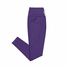 Load image into Gallery viewer, Art 101 - Purple - White Text - White Stitching - Leggings With Pockets