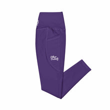 Load image into Gallery viewer, Art 101 - Purple - White Text - White Stitching - Leggings With Pockets