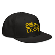 Load image into Gallery viewer, E.D.A Signature - Embroidery Gold Text - Flat Bill Snapback Hat *Avail In 2 colors - Black, Gold/Black/Black