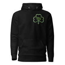 Load image into Gallery viewer, Clover - Black - Kelly Green Text/Clover - Design On Back - Unisex Hoodie *NOTE: This Item "Run Small" Order A Size Up.