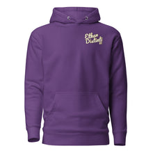 Load image into Gallery viewer, 410.A - Purple - White/Old Gold/Black Text - Design On Back/Front - Unisex Hoodie