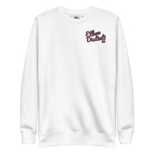 Load image into Gallery viewer, 410.C - White - Purple/Old Gold/Black Text - Design On Back/Front - Unisex Sweatshirt