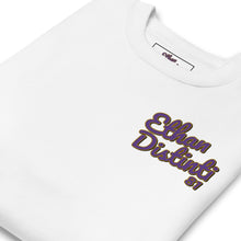 Load image into Gallery viewer, 410.C - White - Purple/Old Gold/Black Text - Design On Back/Front - Unisex Sweatshirt