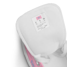 Load image into Gallery viewer, EDW - Pink - Sky Blue Text - Women’s High Top Canvas Sneakers