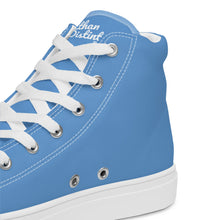Load image into Gallery viewer, EDW - Jordy Blue - White Text - Women’s High Top Canvas Sneakers