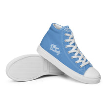 Load image into Gallery viewer, EDW - Jordy Blue - White Text - Women’s High Top Canvas Sneakers