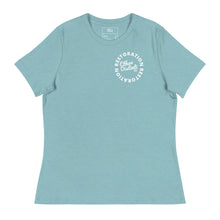 Load image into Gallery viewer, RESTORATION - Coll #1.A - Avail In The Colors: Leaf, Berry, Poppy, Heather Marmalade, Heather Blue Lagoon- Women's Relaxed T-Shirt