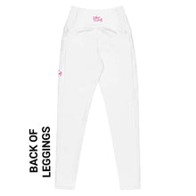 Load image into Gallery viewer, Art 102A - White - Pink Text - Leggings With Side Pockets