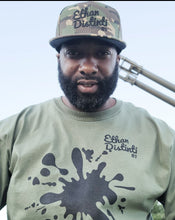 Load image into Gallery viewer, E.D.A Signature Small Print - Paint Splash Coll #5 - Black Text/Paint Splash - Avail In The Colors Of MILITARY GREEN, WHITE, MAROON, ROYAL BLUE, RED - Men's Long Sleeve Shirt