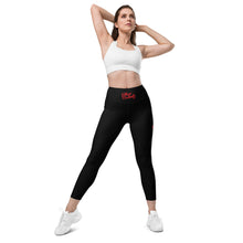 Load image into Gallery viewer, Art 101 - Black - Red Text - Leggings With SIDE POCKETS