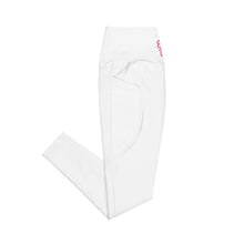 Load image into Gallery viewer, Art 102A - White - Pink Text - Leggings With Side Pockets