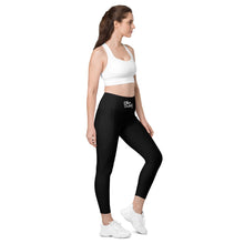 Load image into Gallery viewer, Art 101- Black - White Text - Leggings With SIDE POCKETS