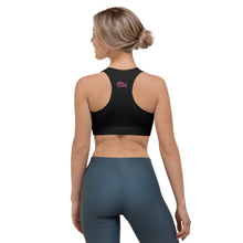 Load image into Gallery viewer, Art 101 - Black - Pink Text, With Black Piping - Sports bra