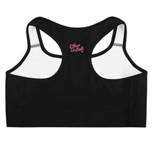 Load image into Gallery viewer, Art 101 - Black - Pink Text, With Black Piping - Sports bra