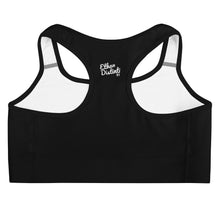 Load image into Gallery viewer, Art 101 - Black - White Text - Black Piping - Sports bra