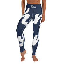 Load image into Gallery viewer, E.D.A REVISION - Navy - Wrap Around With White Stitching, White Text, White Design - Yoga Leggings