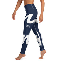 Load image into Gallery viewer, E.D.A REVISION - Navy - Wrap Around With White Stitching, White Text, White Design - Yoga Leggings
