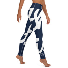 Load image into Gallery viewer, E.D.A REVISION - Navy - Wrap Around With White Stitching, White Text, White Design - Yoga Leggings