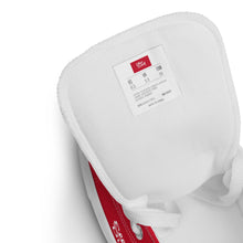 Load image into Gallery viewer, EDM - Red - White Text - Men’s High Top Canvas Sneakers