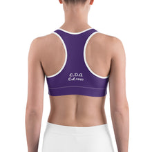Load image into Gallery viewer, Purple With White Text - Sports bra