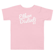 Load image into Gallery viewer, E.D.A Signature -Toddler Coll #2 - White Text - Short Sleeve Tee *Avail In The Colors: BLACK, PINK, HEATHER COLOMBIA BLUE,
