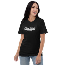 Load image into Gallery viewer, Ethan Distinti Est.1981 - Black With White Text - Unisex Short-Sleeve T-Shirt