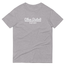 Load image into Gallery viewer, Ethan Distinti Est. 1981 - Heather Grey With White Text - Unisex Short-Sleeve T-Shirt