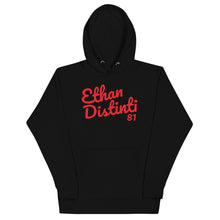 Load image into Gallery viewer, E.D.A. Signature BIG PRINT - Black With Red Text - Unisex Hoodie **NOTE This Hoodie "RUN SMALL" Please Order A Size Bigger Than Your Normal Size.