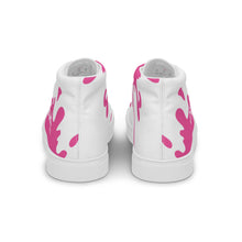 Load image into Gallery viewer, Paint Splash - White - With White/Pink Text, Pink Paint Splash Design - Women’s High Top Canvas Sneakers