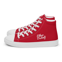 Load image into Gallery viewer, EDW - Red - White Text - Women’s High Top Canvas Sneakers