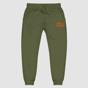FWE - Military Green - Orange Embroidered Text - Unisex Fleece - Slim Fit Sweatpants *NOTE: This Item "Run Small" Order A Size Up.