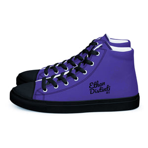 EDM - Purple - Black Text - Men’s High Top Canvas Sneakers