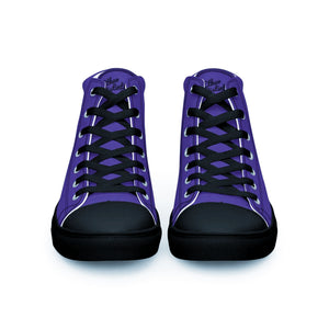 EDM - Purple - Black Text - Men’s High Top Canvas Sneakers