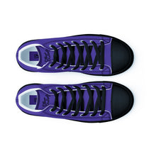 Load image into Gallery viewer, EDM - Purple - Black Text - Men’s High Top Canvas Sneakers
