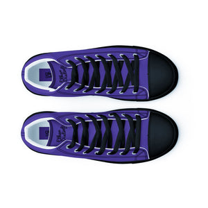 EDM - Purple - Black Text - Men’s High Top Canvas Sneakers