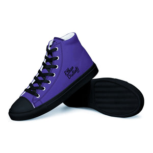 EDW - Purple - Black Text - Women’s High Top Canvas Sneakers