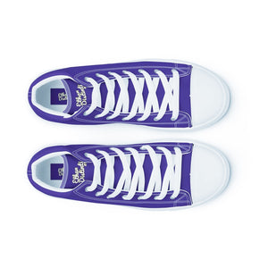 410.A - Purple - White/Old Gold/Black Text - Women’s High Top Canvas Sneakers *NOTE: The sole of the sneakers is available in 2 colors: Black or White