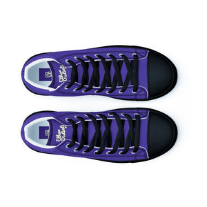 410.A - Purple - White/Old Gold/Black Text - Women’s High Top Canvas Sneakers *NOTE: The sole of the sneakers is available in 2 colors: Black or White