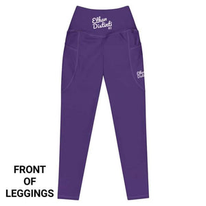 Art 101 - Purple - White Text - White Stitching - Leggings With Pockets